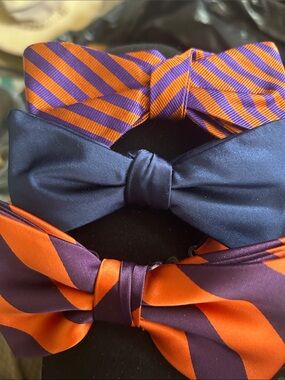 Classic Men's Bow Tie Set in Orange, Purple and Navy